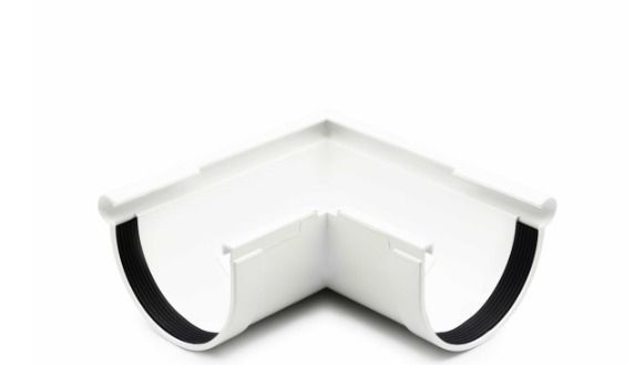 Кут ринви зовнішній 90&deg; (RAINWAY 130) білий(RAL 9003) 23424 фото