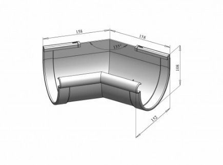 Угол желоба внутренний 135&deg; (RAINWAY 130) белый (RAL 9003) 11630 фото