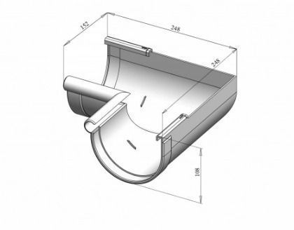 Кут ринви внутрішній 90&deg; (RAINWAY 130) сірий(RAL 7040) 14635 фото