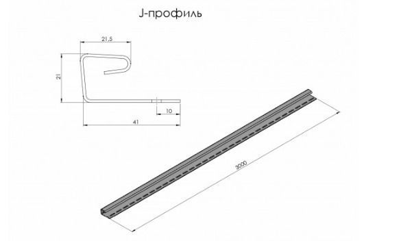 J-профіль L-3000 мм чорний(RAL 9005) 12.300.03.308.RW фото